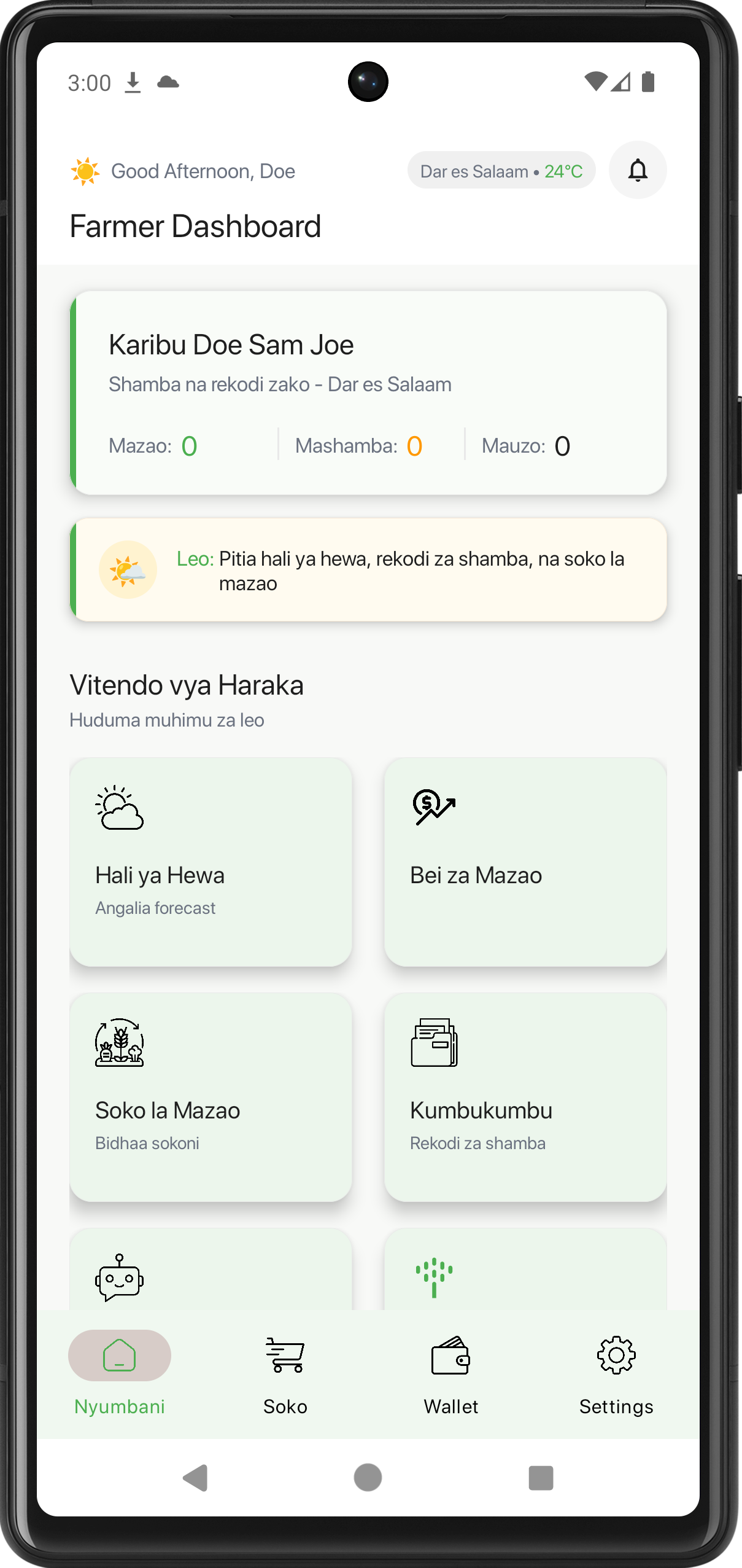 FarmHub App farmer dashboard