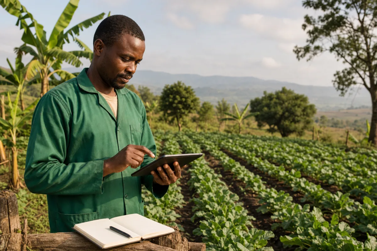 Mkulima akihifadhi kumbukumbu za shamba kwa tablet